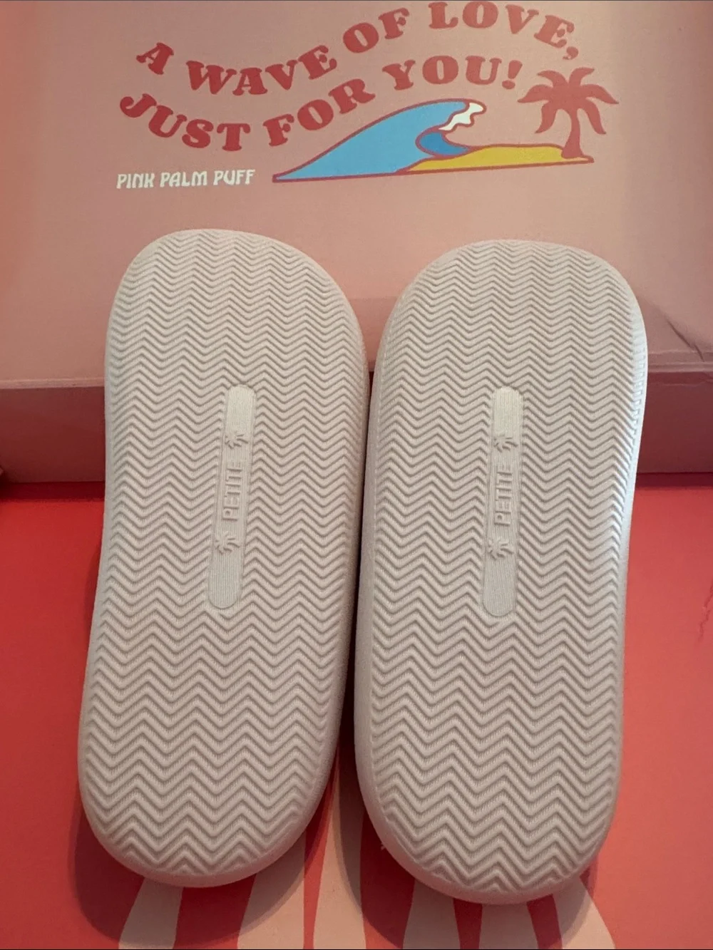 Pink Palm Puff Kids Slippers - Cozy Pink Palm Tree Design
